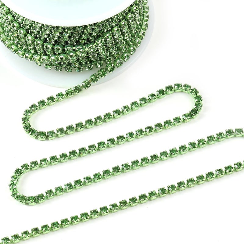 Rytenz 10 Yards 3 MM Rhinestone Chain Trim Crystal Rhinestone Close Chain Trim for Sewing Crafts, DIY Decoration, Jewelry, Clothing, Shoes (Light Green), DY-AX-001 - Image 2